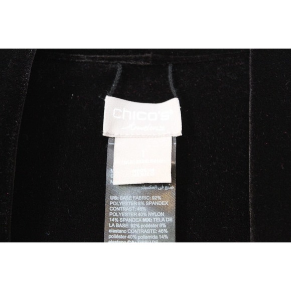 Chico's Travelers Collection Reversible Black To Red Velvet Jacket 1 8/10 H13887 - Picture 6 of 12